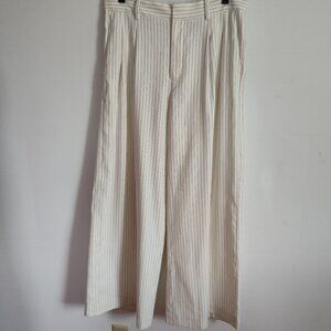 Ladies SZ 4 Madewell Ivory Pinstripe Harlow Wide-Leg Pant
